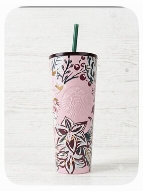 Starbucks 2022 Winter Enchanted Forest Pink Stainless Steel Venti Tumbler 24oz⁠